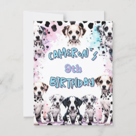 Cartão Postal Filhote de dálmata fofo de aniversário em aquarela