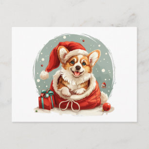 Cartão Postal Filhote de Pembroke Welsh Corgi de Natal