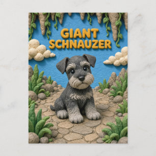 Cartão Postal Filhote de Schnauzer Gigante Fofo, Cachorrinho