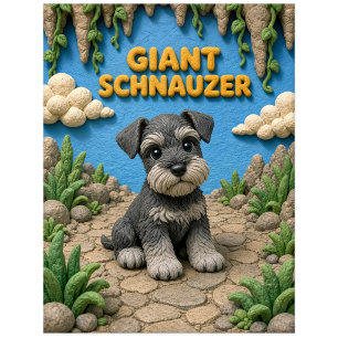 Cartão Postal Filhote de Schnauzer Gigante Fofo, Cachorrinho
