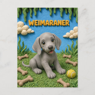 Cartão Postal Filhote de Weimaraner Fofo, Cachorro Bebê