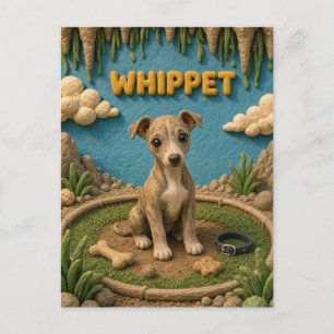 Cartão Postal Filhote de Whippet Fofo, Cachorro Bebê