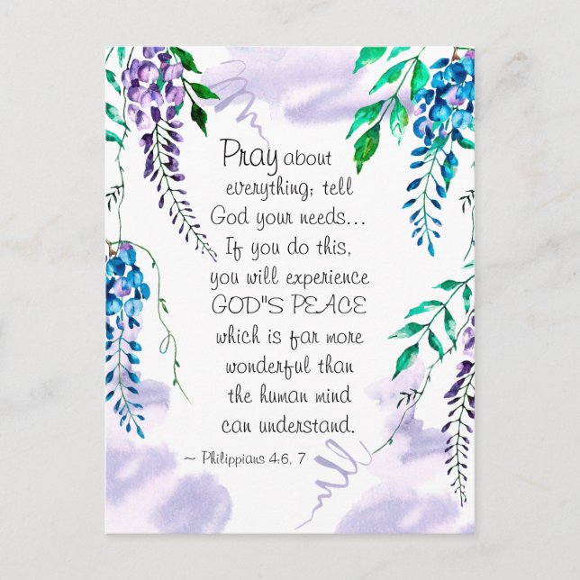 Cartão Postal Filipenses 4:6-7 Ore por Tudo (Frente)