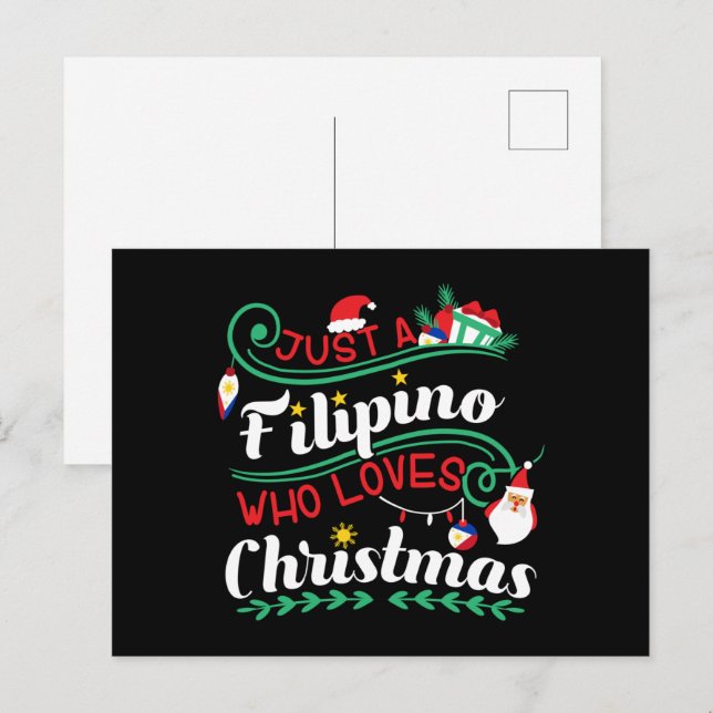 Cartão Postal Filipinas - Filipino que ama o Natal (Frente/Verso)