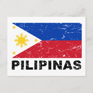 Cartão Postal Filipinas Flag Vintage