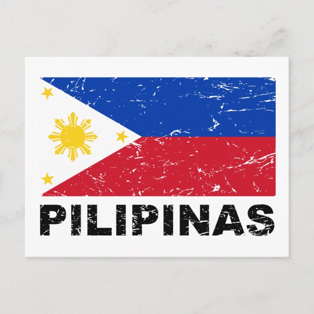 Cartão Postal Filipinas Flag Vintage (Frente)
