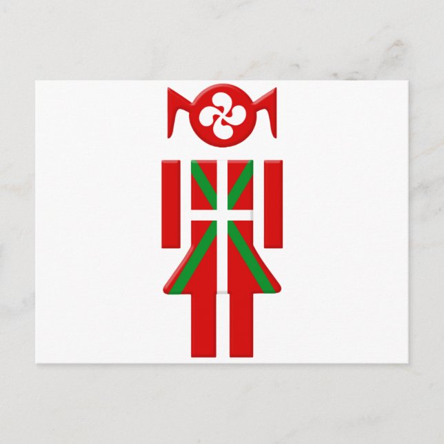 Cartão Postal Fille Basque drapeau Euskadi Bayonne (Frente)