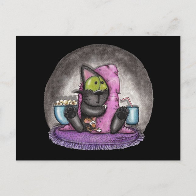 Cartão Postal Filme assustador - Gato e Rato (Frente)