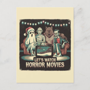 Cartão Postal Filmes de Terror de Natal Papai Noel Fantasma Múmi