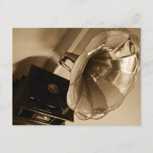 Cartão Postal Filosofia Antiquada Gramofone Oferece Amantes de M