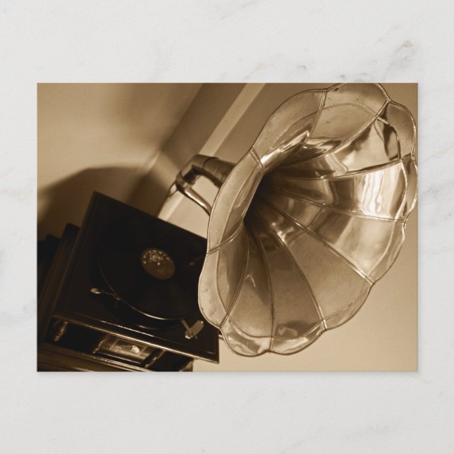 Cartão Postal Filosofia Antiquada Gramofone Oferece Amantes de M (Frente)