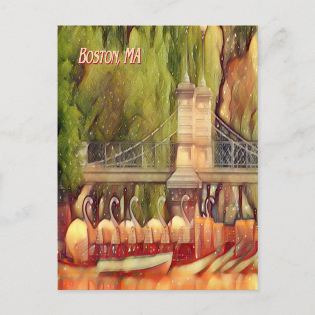Cartão Postal Filtro de Verão de Boston Swan Boats (Frente)