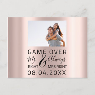 Cartão Postal Fim de Jogo Divertido Salve a Data Foto de Casamen