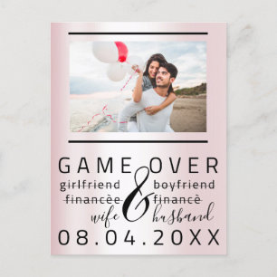 Cartão Postal Fim de Jogo Magro Divertido Salvar Data Casal Foto