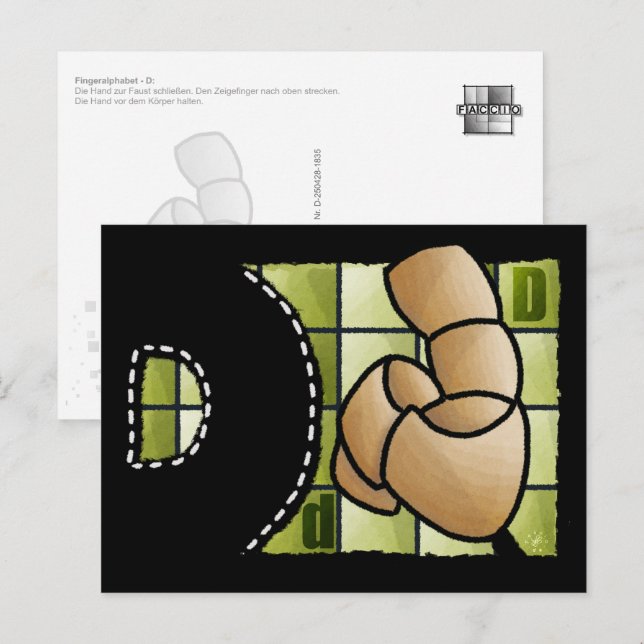 Cartão Postal Fingeralphabet D (Frente/Verso)