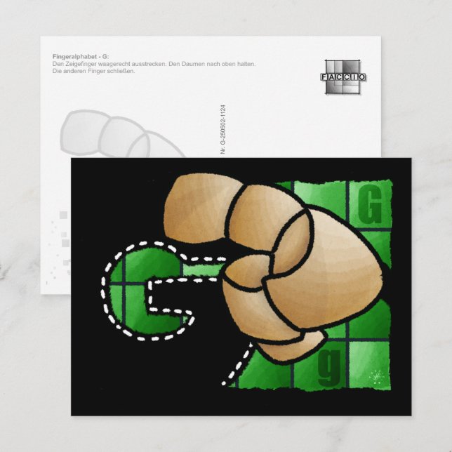 Cartão Postal Fingeralphabet G (Frente/Verso)