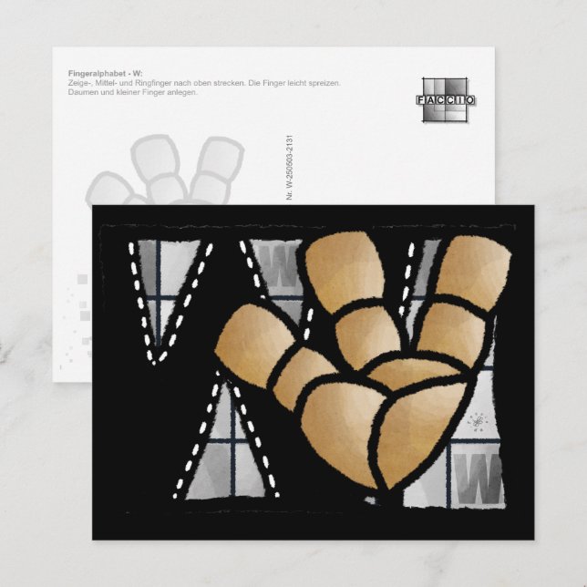 Cartão Postal Fingeralphabet W (Frente/Verso)