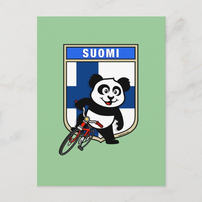Cartão Postal Finlândia Cycling Panda (Frente)