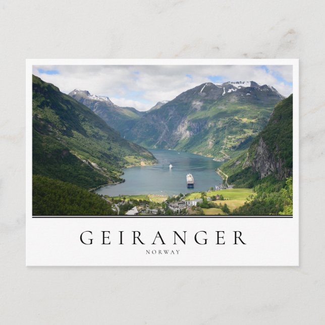 Cartão Postal fiorde Geiranger na Noruega (Frente)