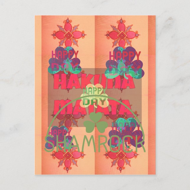 Cartão Postal Fique abençoado Feliz Dia de São Patrício Hakuna M (Frente)