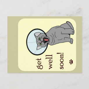 Cartão Postal Fique Bem Em Breve Gato com Cone