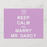 Fique calmo e Casado Sr. Darcy - Cartão-postal - L