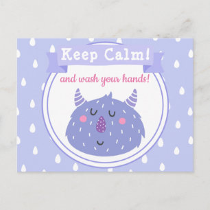 Cartão Postal Fique calmo e lave suas mãos!Parar o vírus Coron