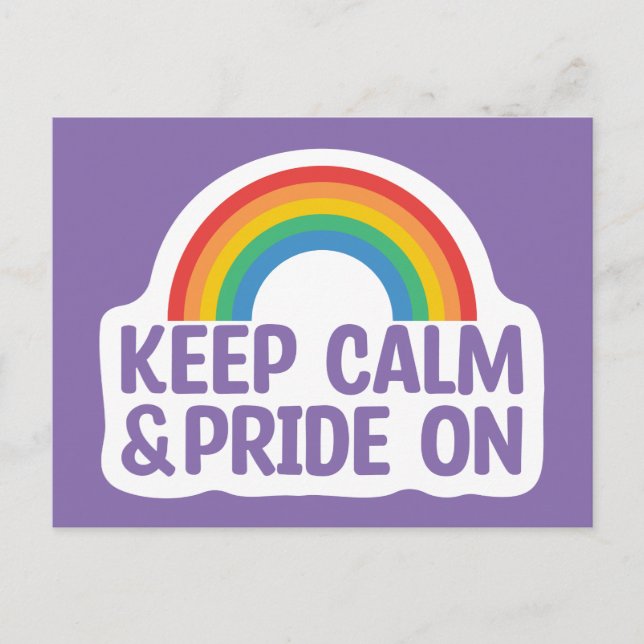 Cartão Postal Fique Calmo E Orgulho | Orgulho gay Mês (Frente)