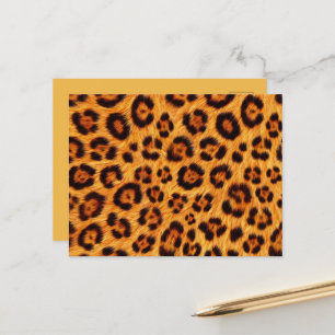 Cartão Postal Fique Selvagem Estampa de Leopardo Dourado Laranja