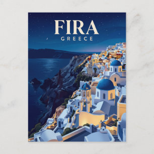 Cartão Postal Fira à Noite Grécia