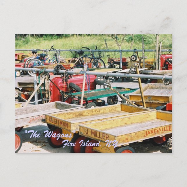 CARTÃO POSTAL FIRE ISLAND, NY WAGON POSTCARD (Frente)