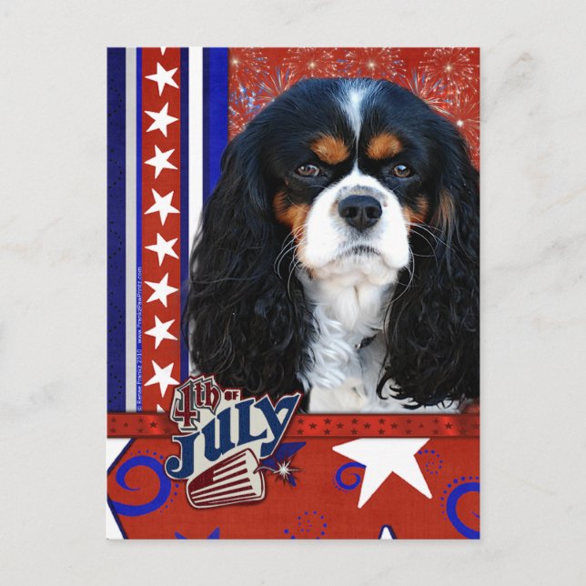 Cartão Postal Firecracker de 4 de julho - Cavalier - Tripla cor (Frente)