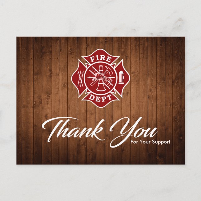 Cartão Postal Firefighter Thank You Card (Frente)