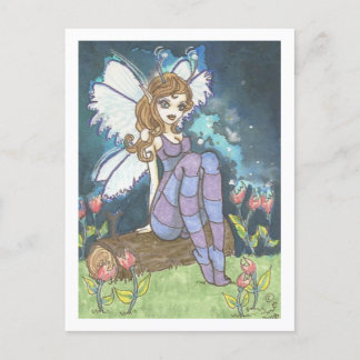 Cartão Postal Firefly Field Striped Fairy Fantasy Art Impressão