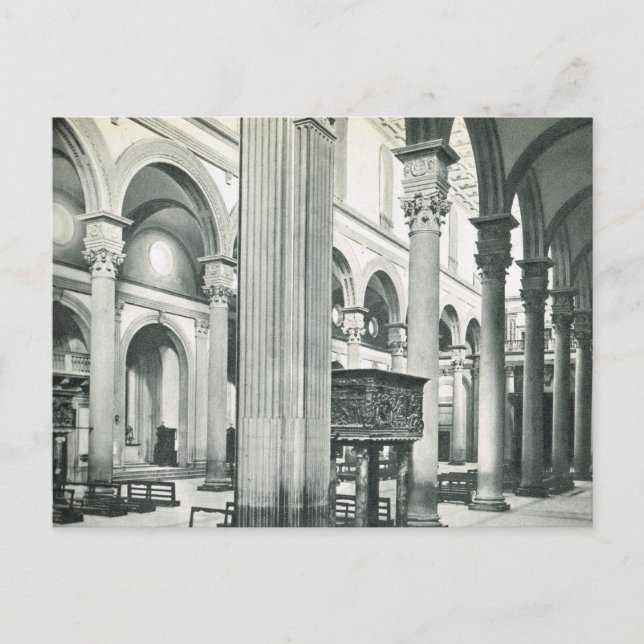 Cartão Postal Firenze, Florença, Dentro S. Lorenzo (Frente)