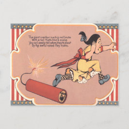 Cartão Postal Fireworks de Firecracker de Menina Assustada
