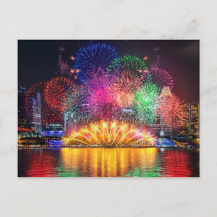 Cartão Postal Fireworks de Singapura