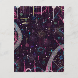 Cartão Postal Fireworks Display: Abstract Art 