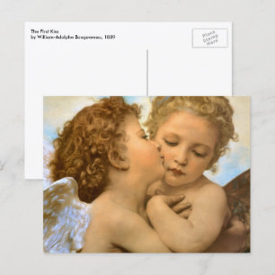 Cartão Postal First Kiss (detalhe de anjo), de Bouguereau