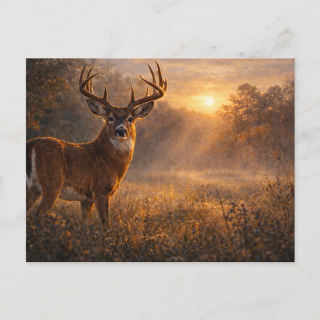 Cartão Postal First Light | Whitetail Deer Art | Postcard (Frente)