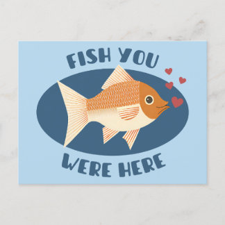 Cartão Postal Fish you were here - poisson romantique