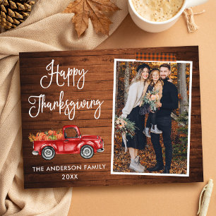 Cartão Postal Fita Craft Plaid Caligrafia Dia de Ação de Graças 