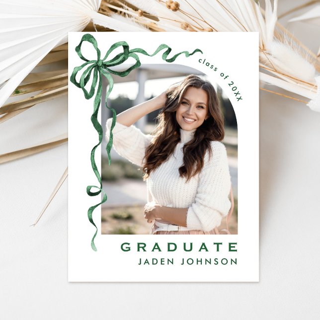 Cartão Postal Fita de Arco Verde Moderno FOTO Festa de Formatura (Criador carregado)
