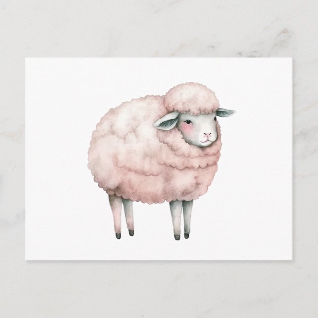 Cartão Postal Fita de bebê de cordeiro bonito (Frente)