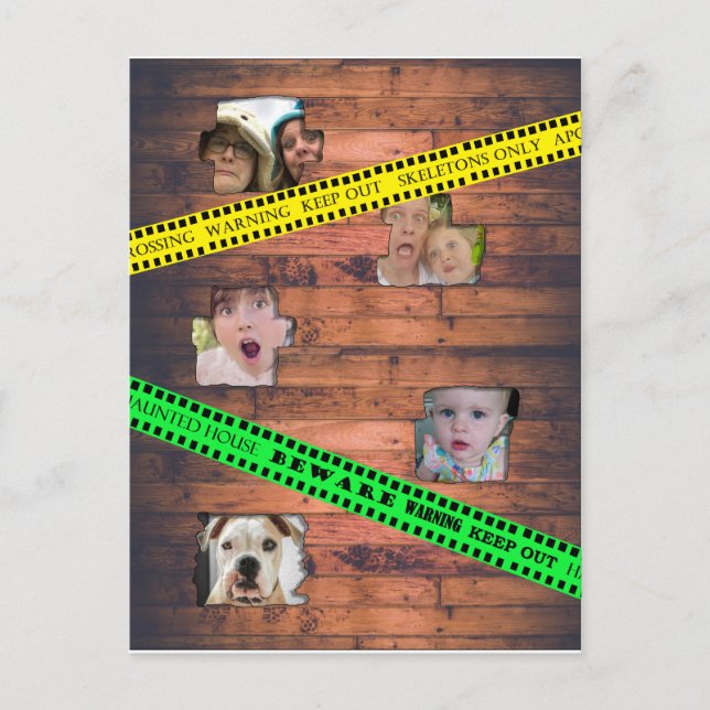 Cartão Postal Fita de Cáucaso Halloween Trapeada Por Trás Da Par (Frente)