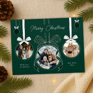 Cartão Postal Fita de enfeites de natal Ball Friso Três Fotograf