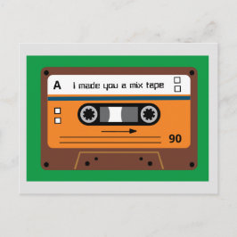 Cartão Postal Fita de Mistura de Cassete Marrom Old Skool Saudaç