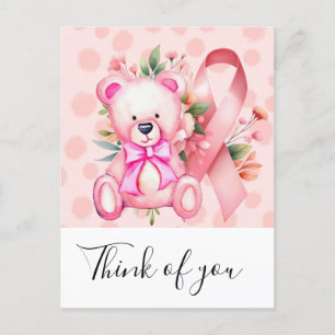 Cartão Postal Fita Rosa Conscientização do Câncer de Mama pense