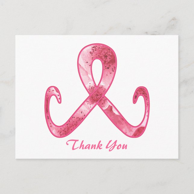 Cartão Postal Fita Rosa Obrigado (Frente)