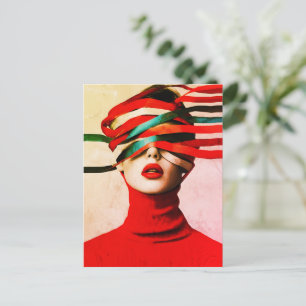 Cartão Postal Fita Surrealista Modernista Minimalista Mulher de